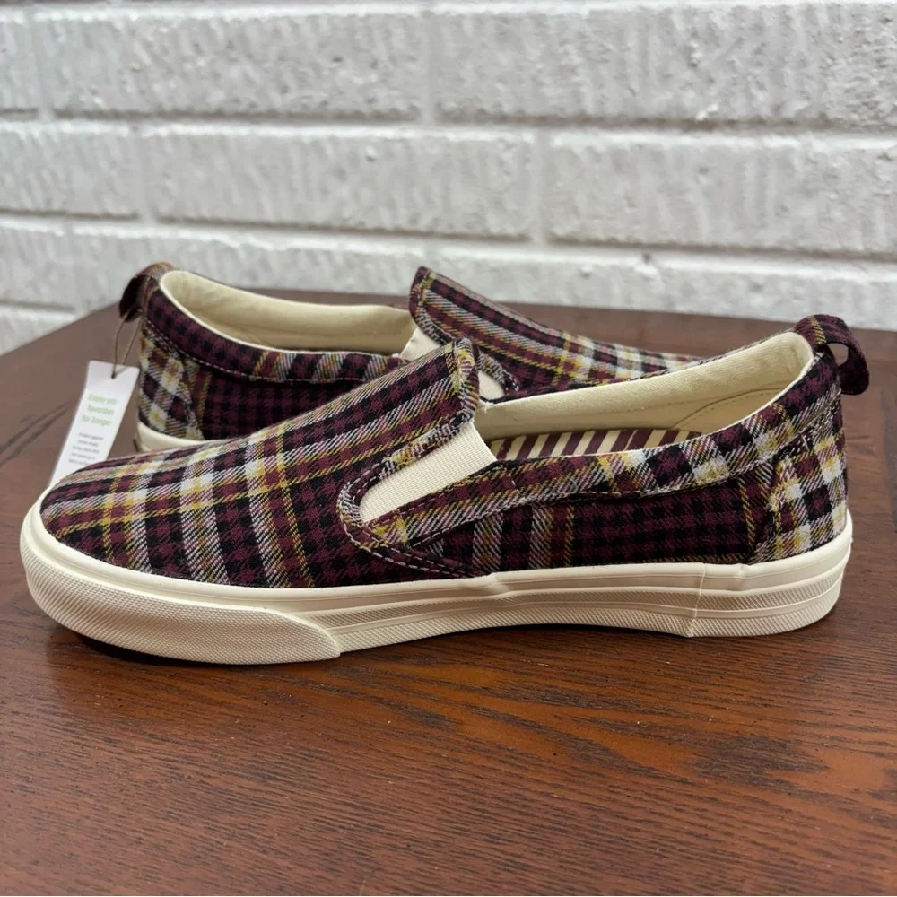 New Womens Taos Rubber Soul Plaid Canvas Casual Slip On Sneakers Shoes Size 8 - Picture 3 of 9
